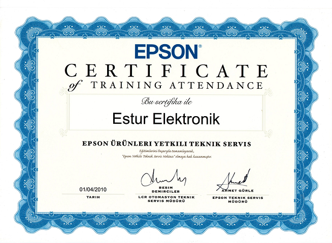 Epson Yetkili Servis Belgesi